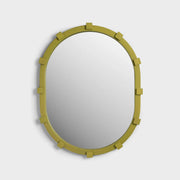 Chunk Mirror Oval Green - Pine Wood Decorative Folk Style Wall Mirror